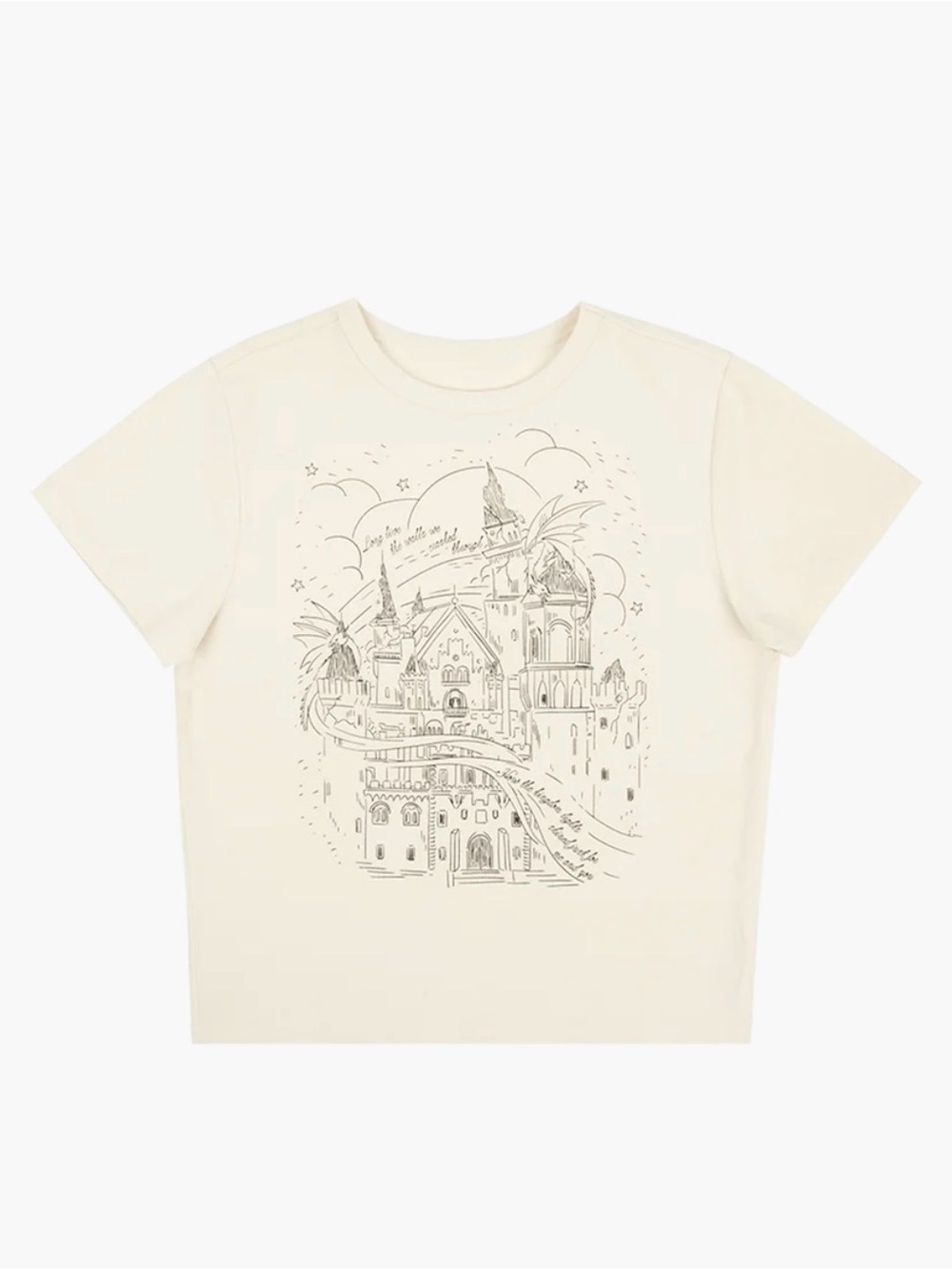 Taylor Swift Cream Graphic Crop Top - Castle Sketch
